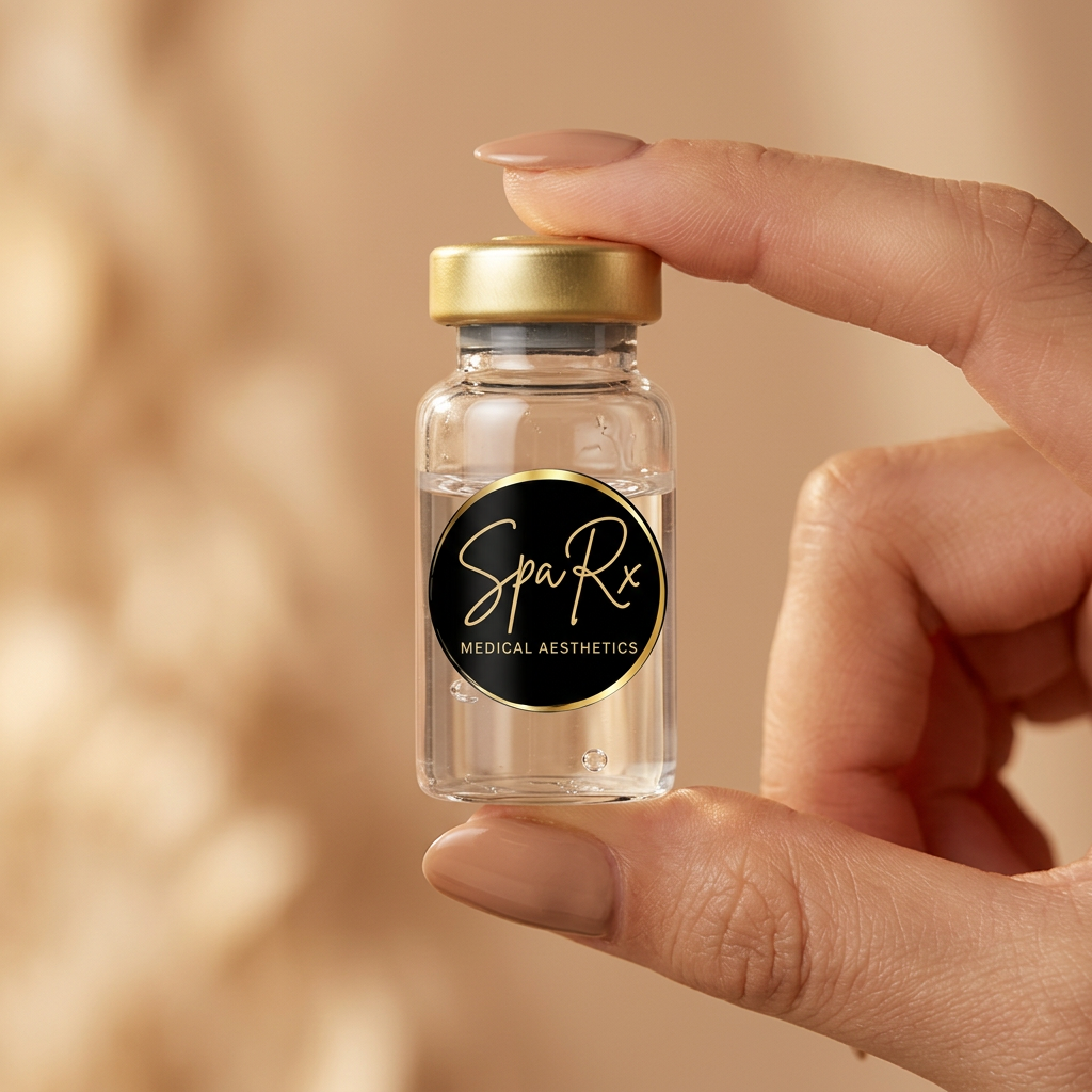 SpaRx GLP-1 vial with signature logo